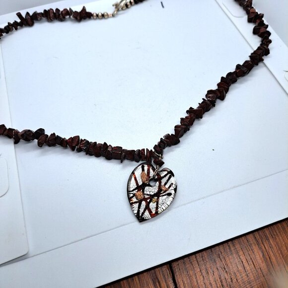 Red jasper nugget beads glass heart toggle clasp - Picture 7 of 7